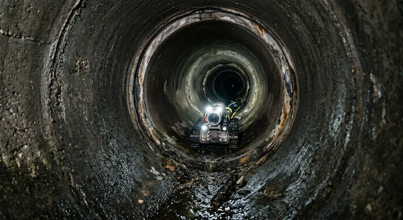 Robotic sewer camera inspecting pipe interior for Sewer Line Repair in Mount Carmel